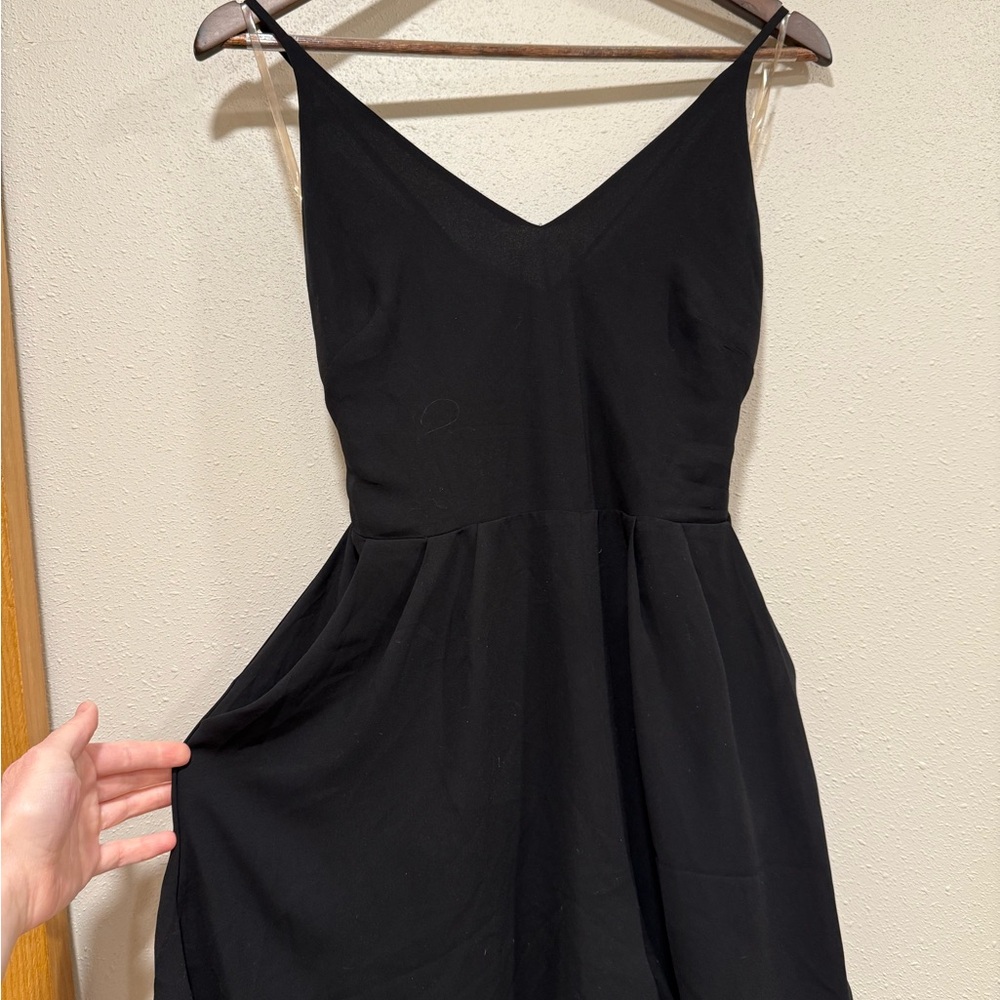 Lush Black Pleated A-Line Cocktail Dress